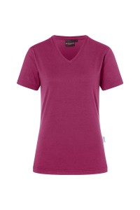 T-shirt damski dekolt V, fuksja/fuchsia