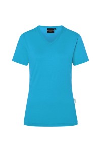 T-shirt damski dekolt V, niebieski/pacific blue