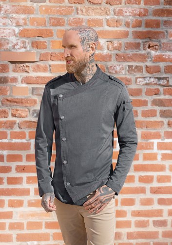 Mężczyzna w bluzie kucharskiej z długim rękawem denim-style, Rock Chef Stage2, kolor vintage black