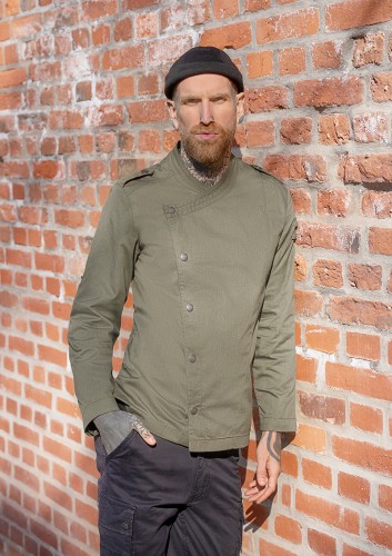 Mężczyzna z bluzie kucharskiej z długim rękawem Denim Style, Rock Chef Stage2, kolor moss green, zielony mech