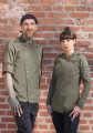 Kobieta i mężczyzna w bluzach kucharskich z długim rękawe, denim-style, Rock Chef Stage2, kolor vintage moss green, zielony mech