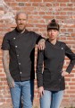 Mężczyzna i kobieta w bluzach kucharskich, czarnych, z krótkimi rękawami, ROCK CHEF Stage2 Karlowsky