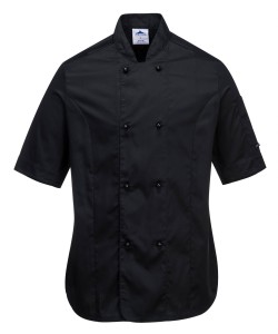 Bluza kucharska damska Rachel z krótkimi rękawami czarna, rozmiar  XS, OUTLET