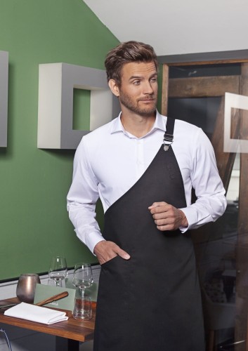 Fartuch asymetryczny Bib Apron CLASSIC with Pocket (kolor: black)