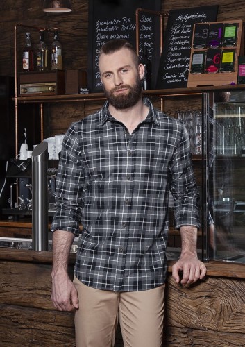 Męska koszula URBAN-FLAIR (biało-czarna krata) Rozmiar S