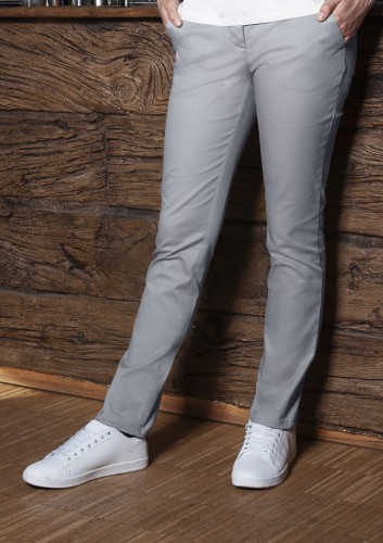 Damskie spodnie kucharskie lub kelnerskie Chino MODERN-STRETCH (kolor: jasny szary) Rozmiar 34