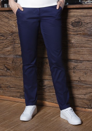 Damskie spodnie kucharskie lub kelnerskie Chino MODERN-STRETCH (kolor: granatowy) Rozmiar 34
