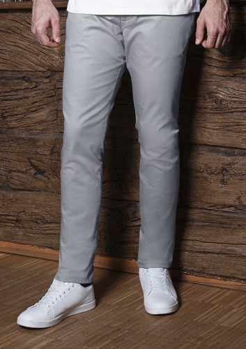 Męskie spodnie kucharskie lub kelnerskie Chino MODERN-STRETCH (kolor: jasny szary) Rozmiar 46