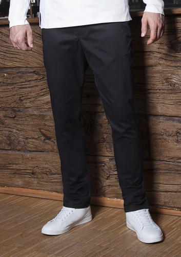Męskie spodnie kucharskie lub kelnerskie Chino MODERN-STRETCH (kolor: czarny) Rozmiar 46