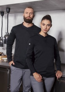 Bluza kucharska UNISEX Short-Sleeve Throw-Over Chef Shirt BASIC czarna