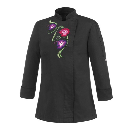 Damska bluza kucharska FLOWERS BLACK