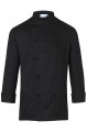 Bluza kucharska Basic, czarna, z długim rękawem, zapinana na guziki.