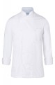 Bluza kucharska Basic, model unisex, kolor biały, długi rękaw, zapinana na guziki, widok z przodu.